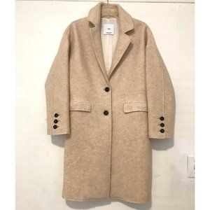 MANGO Lapels Wool Blend Oversized Oatmeal Coat S